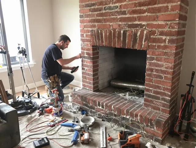 Trumbull Center Chimney Sweep specialist finalizing chimney liner service in Trumbull Center, CT