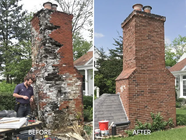 Trumbull Center Chimney Sweep performing a full chimney restoration in Trumbull Center, CT