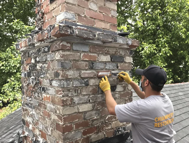 In-progress chimney restoration by Trumbull Center Chimney Sweep in Trumbull Center, CT