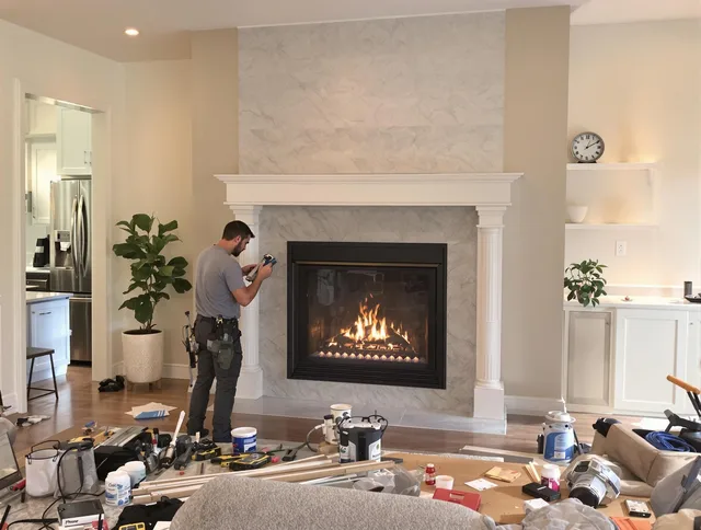 Newly installed fireplace by Trumbull Center Chimney Sweep in Trumbull Center, CT